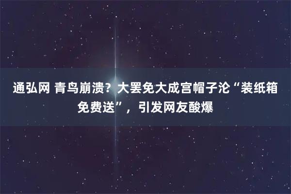 通弘网 青鸟崩溃？大罢免大成宫帽子沦“装纸箱免费送”，引发网友酸爆
